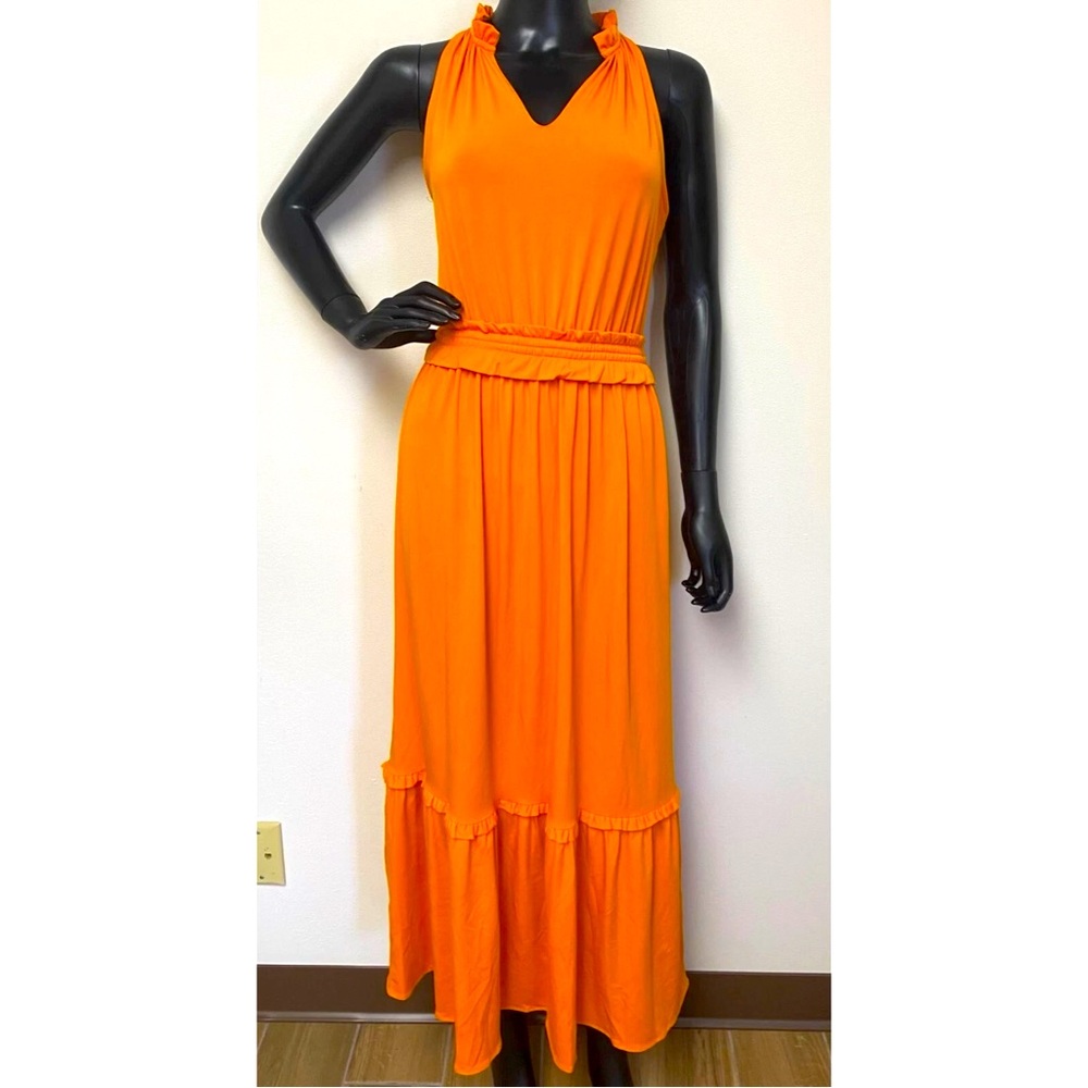 Karl Lagerfeld Sleeveless V-Neck Tiered Maxi Dress